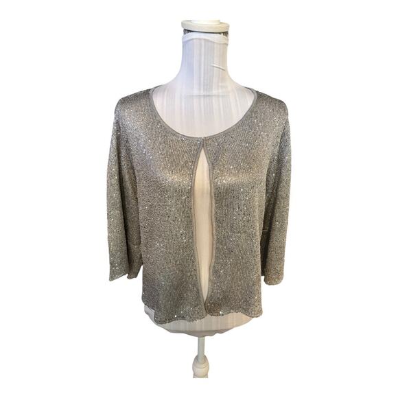 Alfani Silver Sequined Cardigan Size XL - Picture 1 of 3